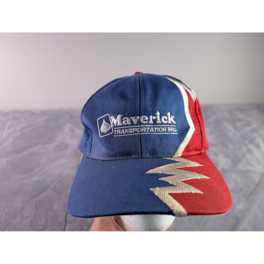 Maverick Transportation Inc Hat Blue Red Embroidered Logo Adjustable Strapback